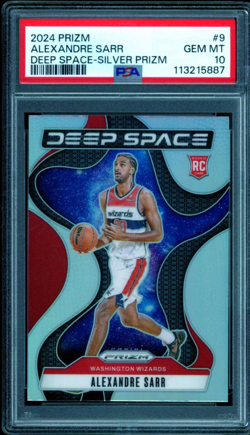 Alexandre Sarr Rookie Card 2024-25 Prizm Deep Space Silver #9 (pop 1) PSA 10 Image 1