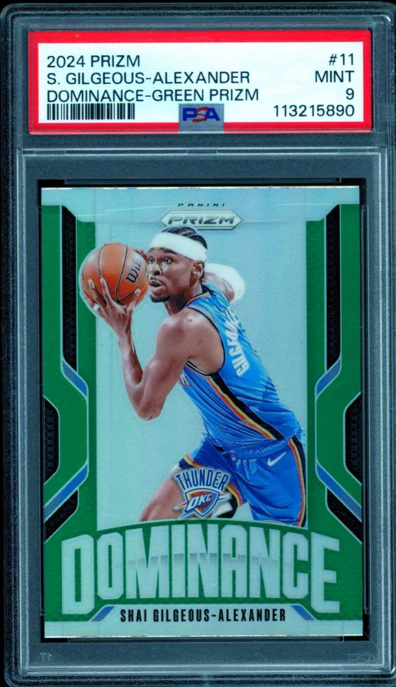 Shai Gilgeous-Alexander Card 2024-25 Prizm Dominance Green #11 (pop 2) PSA 9 Image 1
