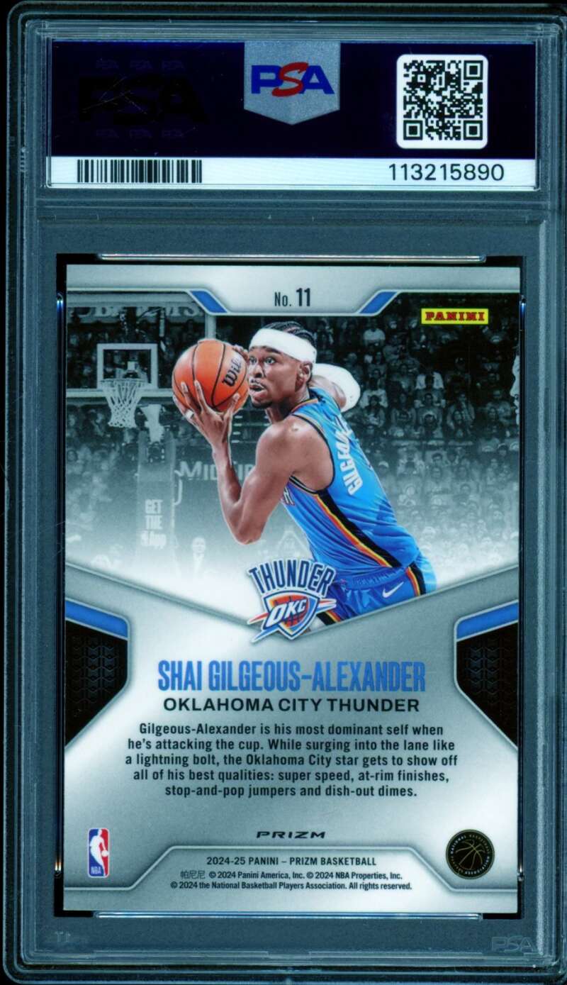 Shai Gilgeous-Alexander Card 2024-25 Prizm Dominance Green #11 (pop 2) PSA 9 Image 2