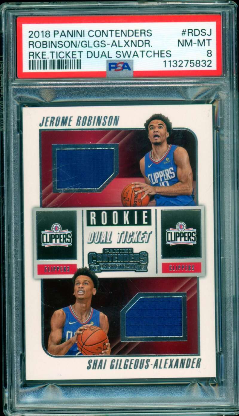 Shai Gilgeous Alexander Rookie 2018-19 Contenders Ticket Dual Swatches #SJ PSA 8 Image 1