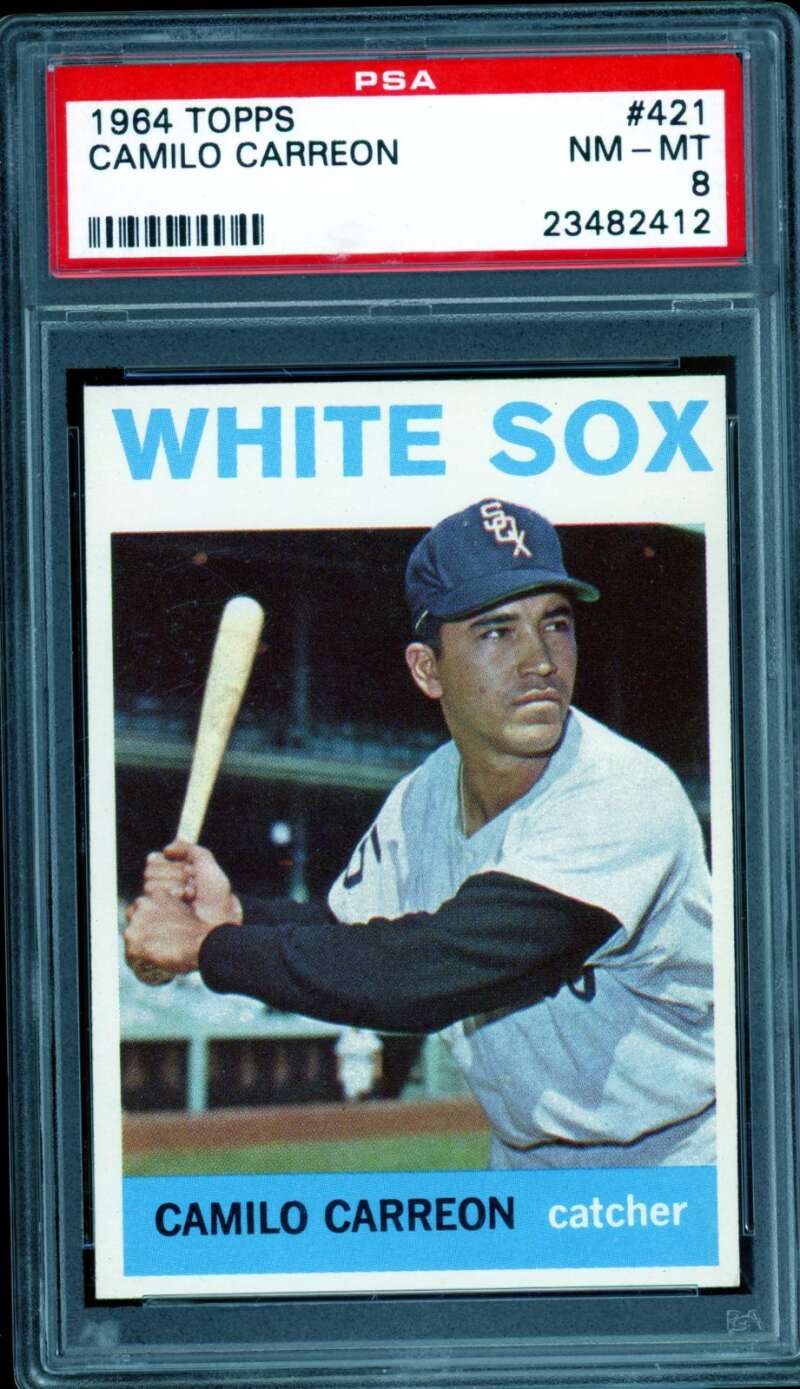 Camilo Carreon Card 1964 Topps #421 PSA 8 Image 1