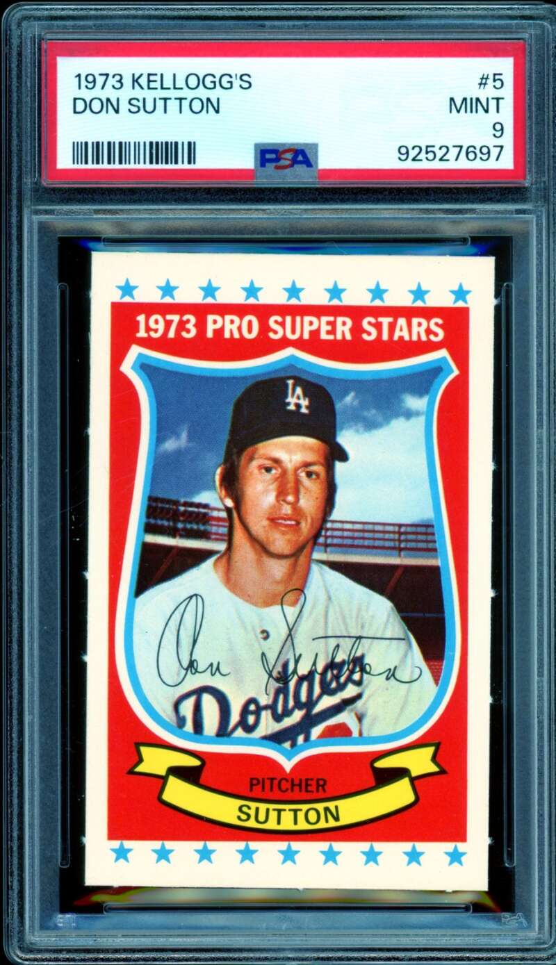Don Sutton Card 1973 Kellogg's #5 PSA 9 Image 1
