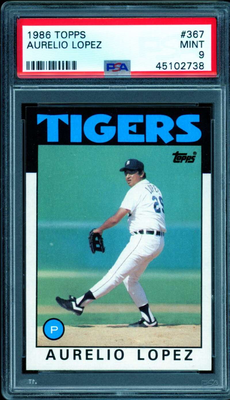 Aurelio Lopez Card 1986 Topps #367 PSA 9 Image 1