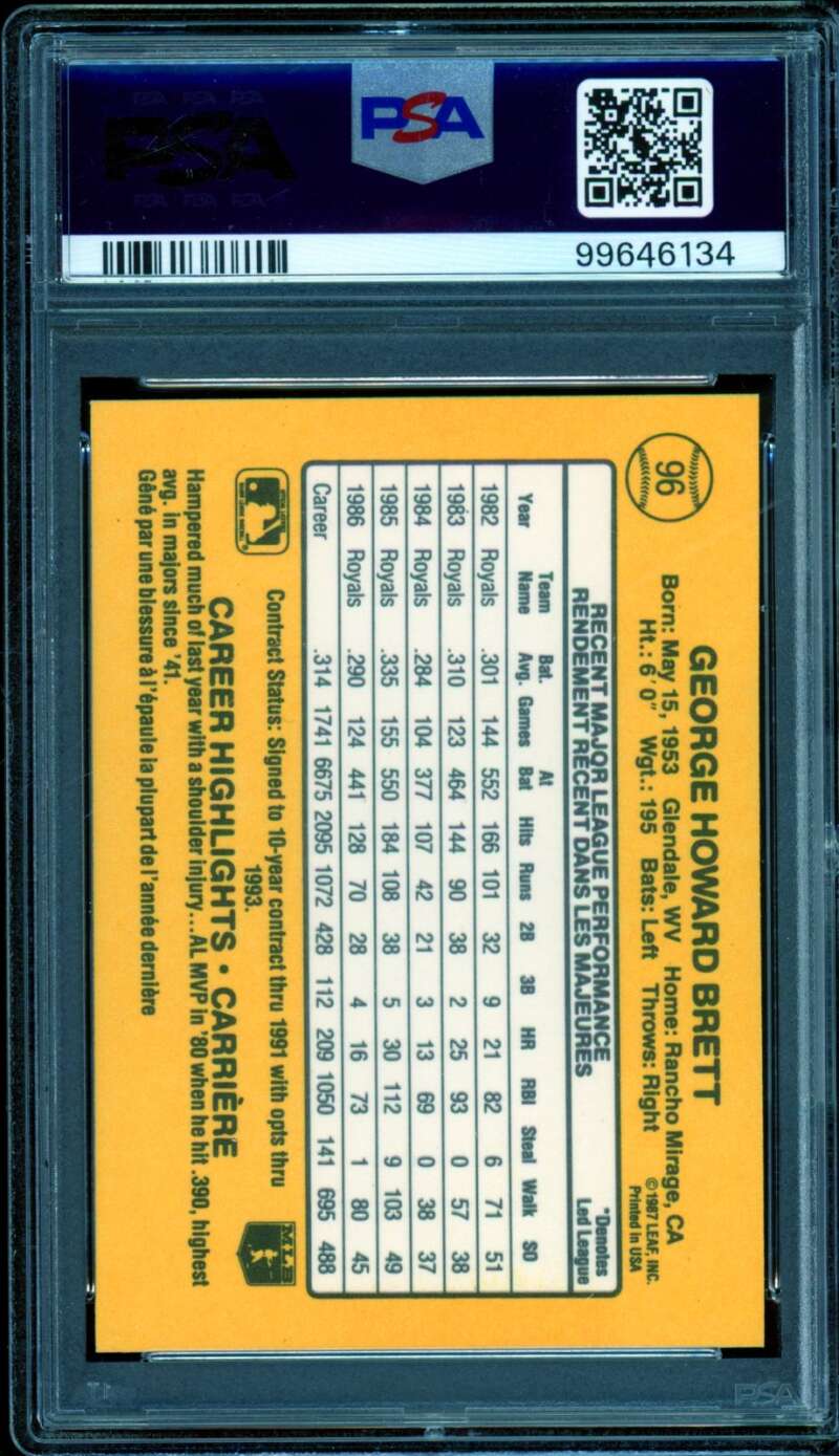 George Brett Card 1987 Leaf #96 PSA 9 Image 2
