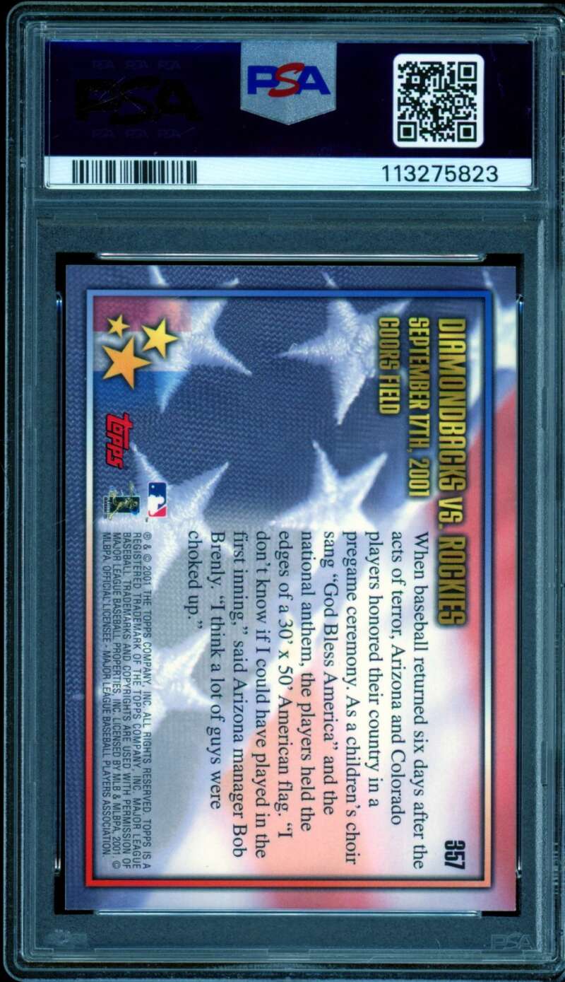 D'Backs Vs. Rockies Card 2002 Topps #357 (pop 6) PSA 9 Image 2