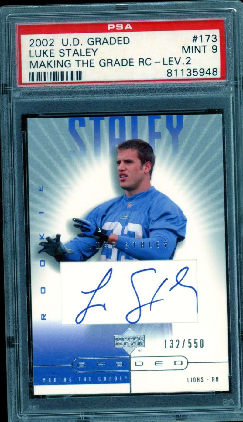 Luke Staley Rookie Card 2002 U.D. Graded #173 PSA 9 Image 1