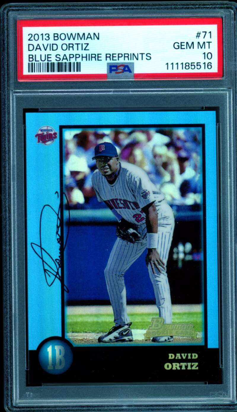 David Ortiz Card 2013 Bowman Blue Sapphire #71 (pop 20) PSA 10 Image 1