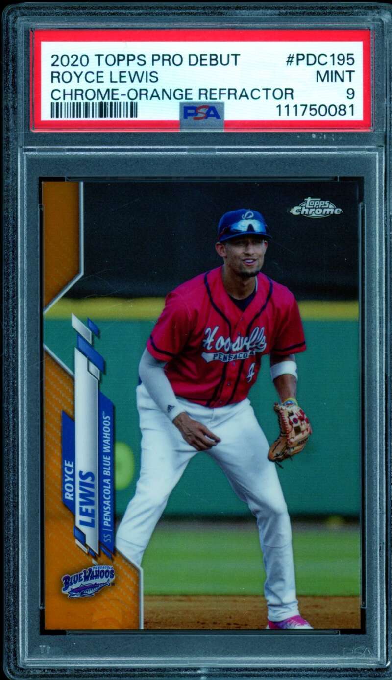 Royce Lewis 2020 Topps Pro Debut Chrome Orange Refractor (19/25) #PDC195 PSA 9 Image 1