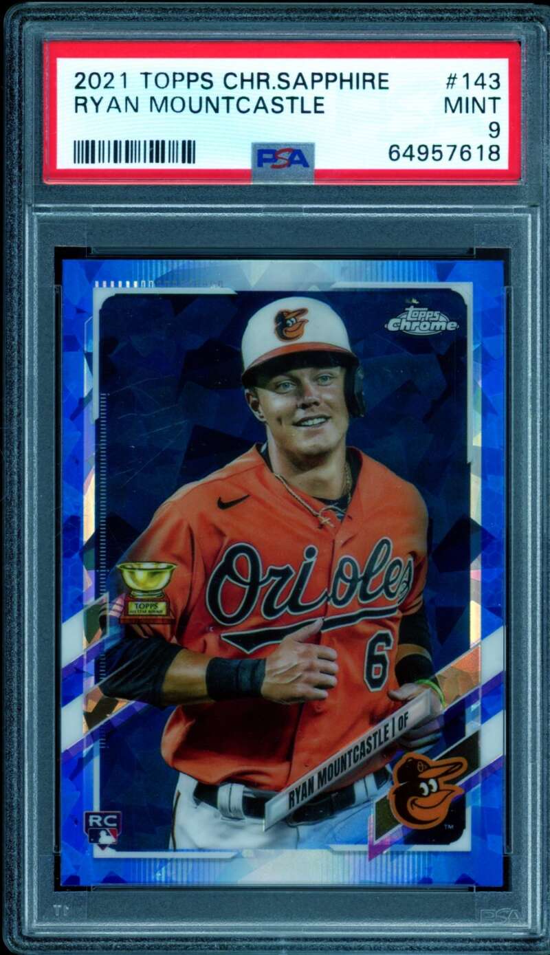 Ryan Mountcastle Rookie Card 2021 Topps Chrome Sapphire #143 PSA 9 Image 1