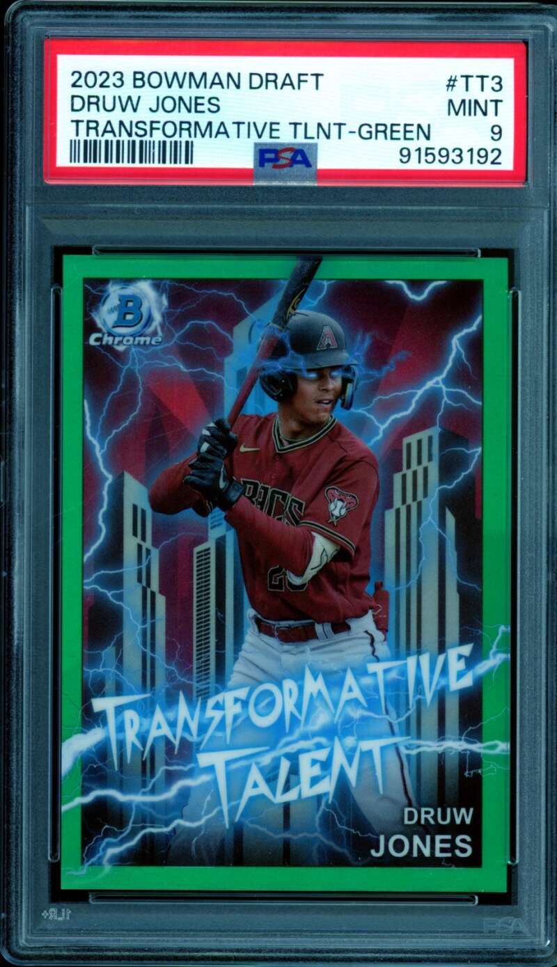 Druw Jones Rookie Card 2023 Bowman Draft Transformative Talent Green #Tt3 PSA 9 Image 1