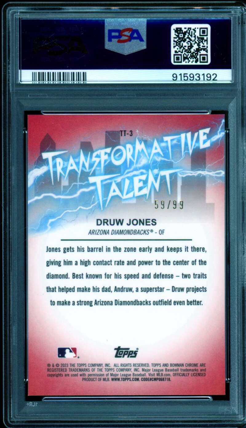 Druw Jones Rookie Card 2023 Bowman Draft Transformative Talent Green #Tt3 PSA 9 Image 2