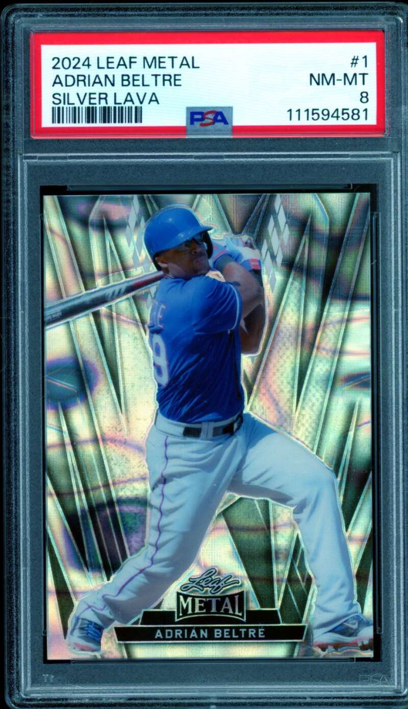 Adrian Beltre Card 2024 Leaf Metal Silver Lava (2/20) #1 PSA 8 Image 1