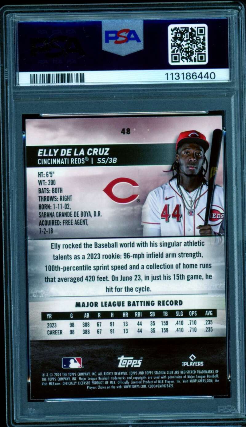 Elly De La Cruz Rookie Card 2024 Stadium Club #48 PSA 9 Image 2