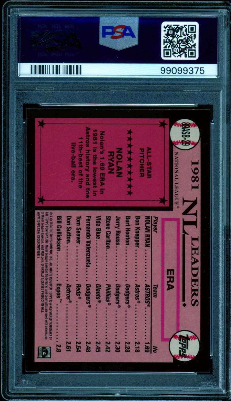Nolan Ryan Card 2024 Topps 1989 All-Star Foil #29 (pop 3) PSA 9 Image 2