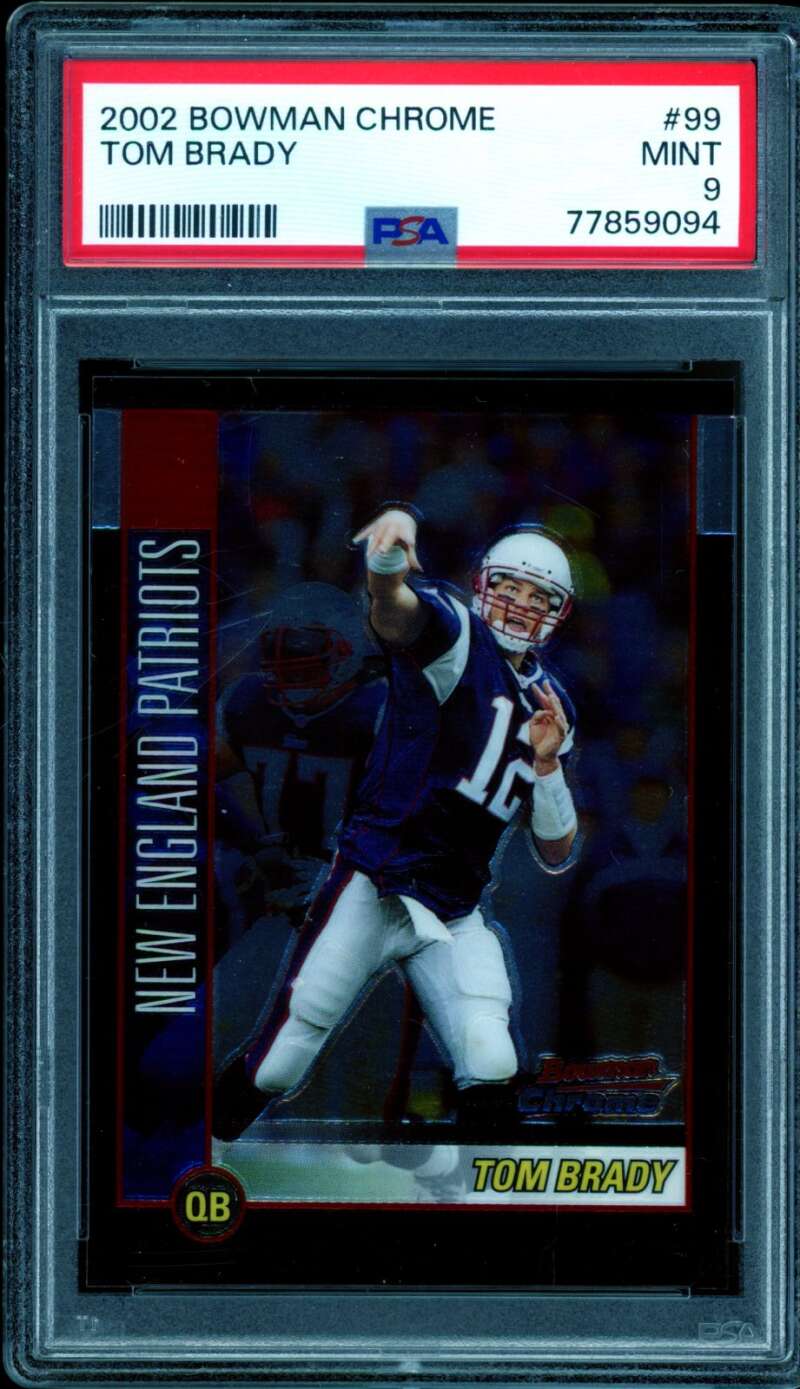 Tom Brady Card 2002 Bowman Chrome #99 PSA 9 Image 1