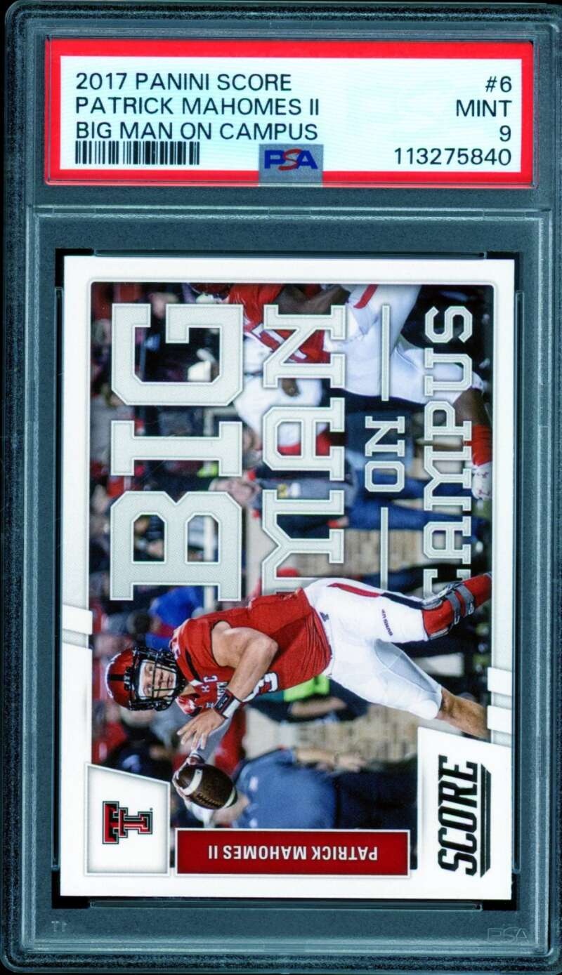 Patrick Mahomes II Rookie Card 2017 Panini Score #6 PSA 9 Image 1
