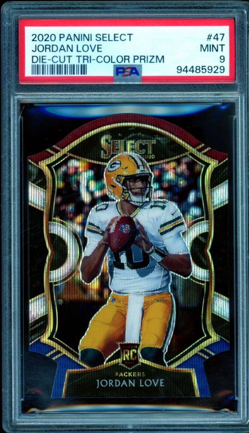 Jordan Love Rookie Card 2020 Panini Select Die Cut Color Prizm #47 PSA 9 Image 1