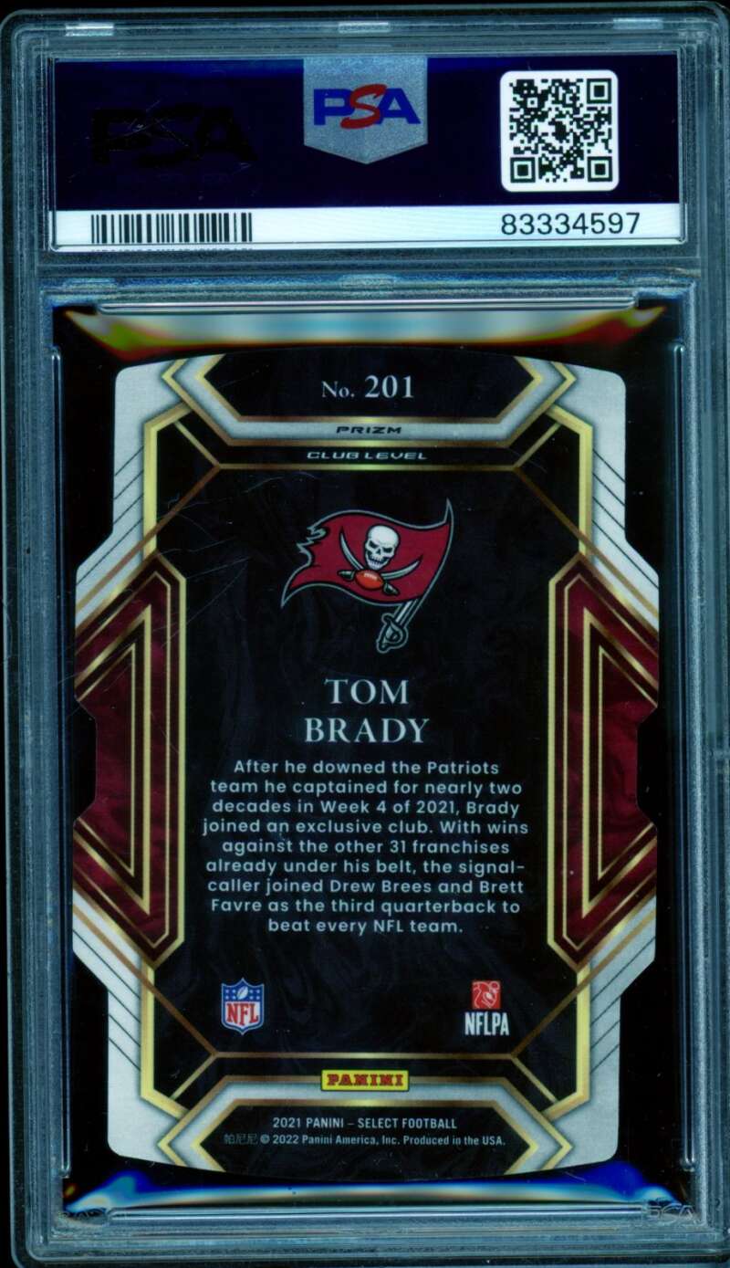 Tom Brady Card 2021 Select D/C Green/Yellow Prizm #201 PSA 9 Image 2