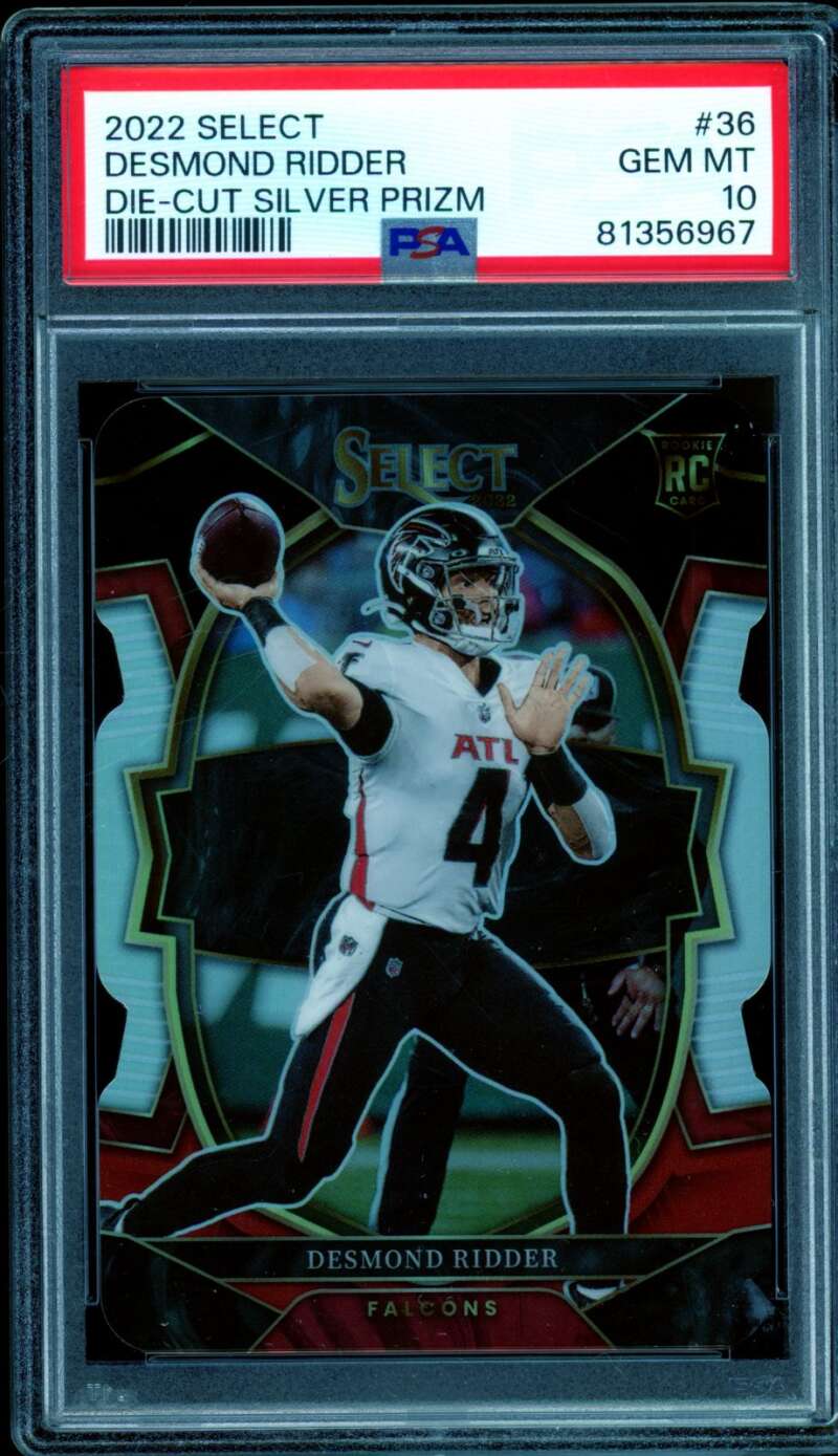 Desmond Ridder Rookie Card 2022 Select Dir-Cut Silver Prizm #36 PSA 10 Image 1