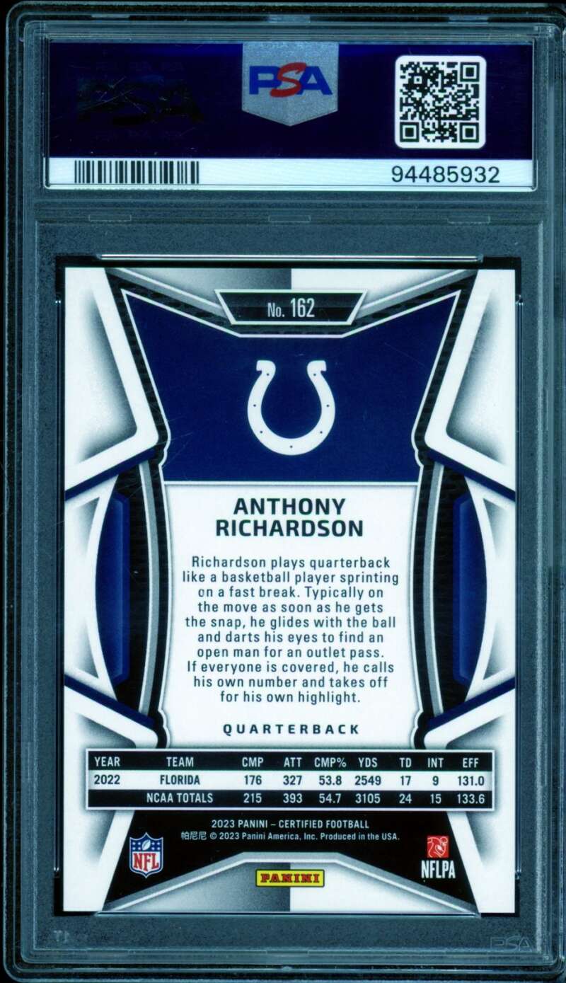 Anthony Richardson Rookie Card 2023 Certified #162 PSA 9 Image 2