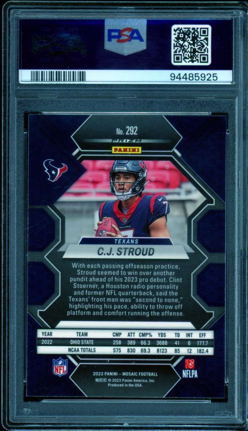 C.J. Stroud Rookie Card 2023 Mosaic #292 PSA 9 Image 2