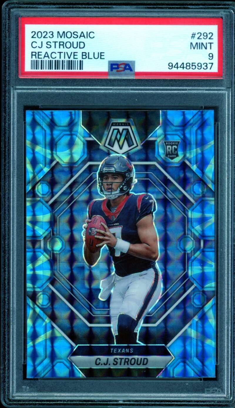 C.J. Stroud Rookie Card 2023 Mosaic Reactive Blue #292 PSA 9 Image 1