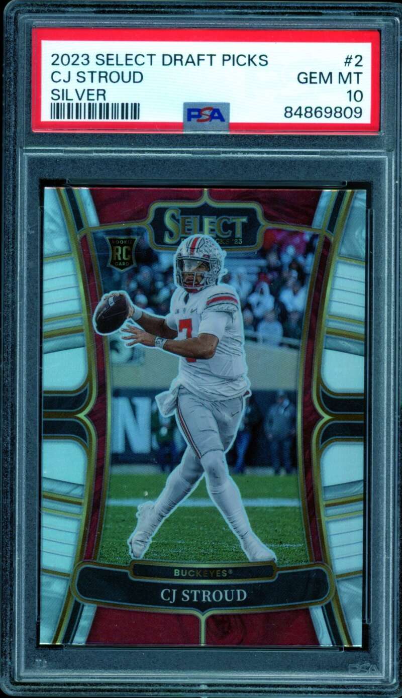 C.J. Stroud Rookie Card 2023 Select Draft Picks Silver #2 PSA 10 Image 1