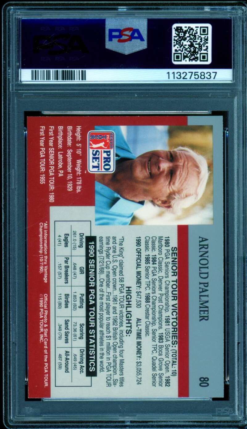 Arnold Palmer Card 1990 Pro Set #80 PSA 8 Image 2