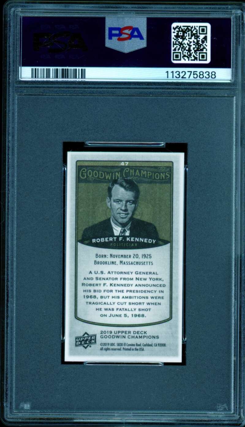 Robert F. Kennedy Card 2019 Upper Deck Goodwin Champions #47 (pop 1) PSA 8 Image 2