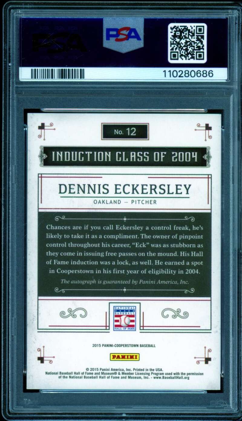 Dennis Eckersley Card 2015 Panini Cooperstown Authentic Autograph #12 PSA/DNA 10 Image 2