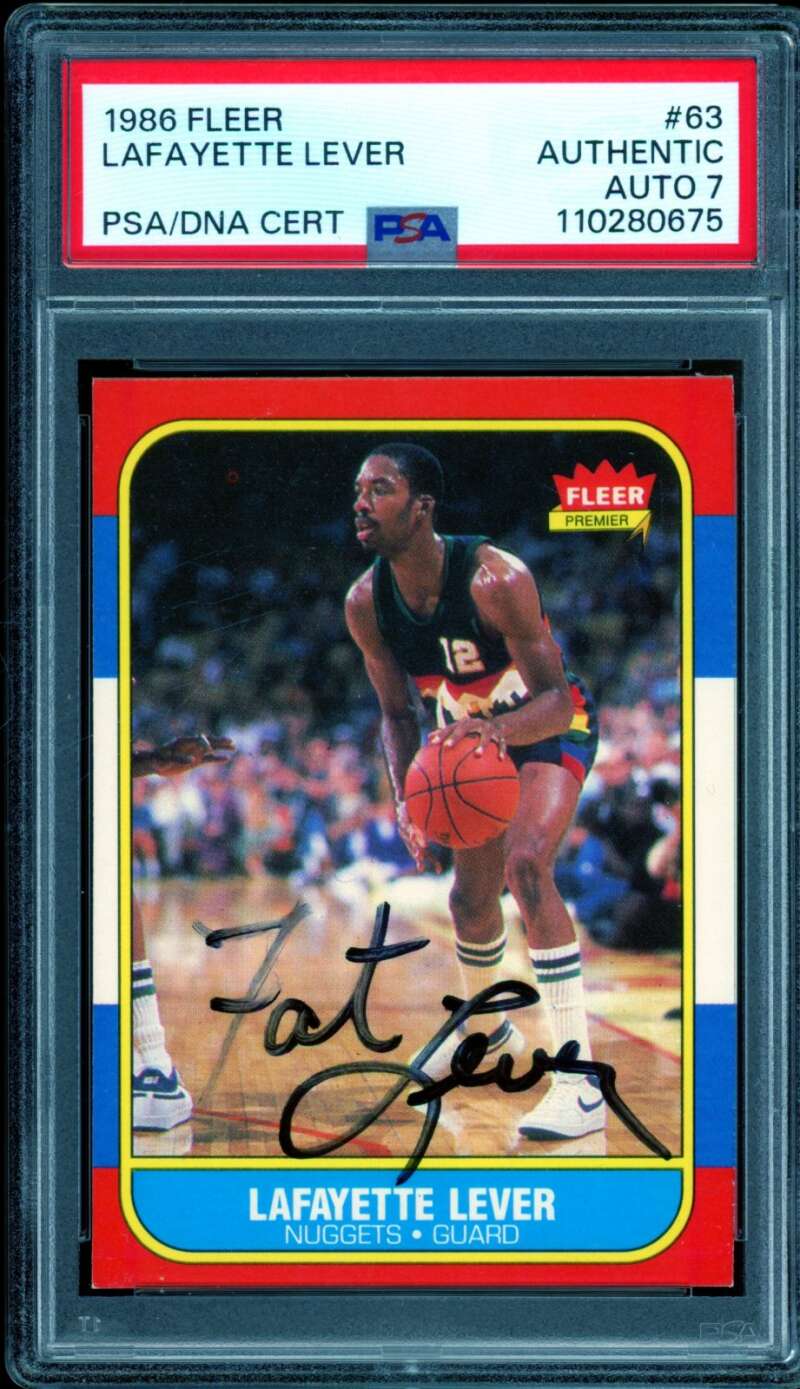 Lafayette Lever Rookie Card 1986-87 Fleer Authentic Autograph #63 PSA/DNA 7 Image 1