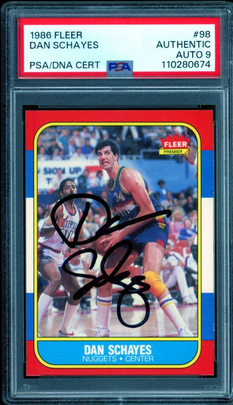 Danny Schayes Rookie Card 1986-87 Fleer Authentic Autograph #98 PSA/DNA 9 Image 1