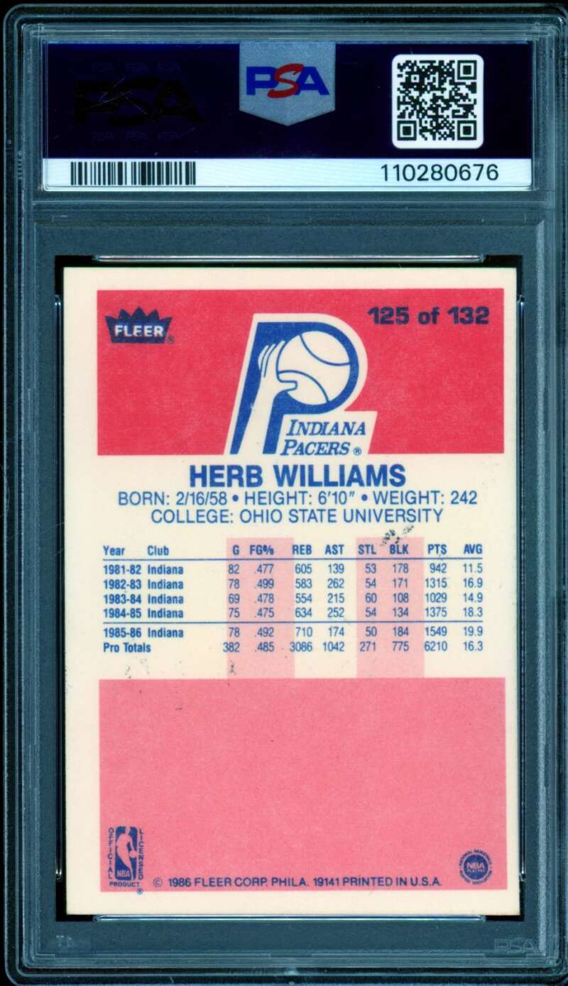 Herb Williams Rookie Card 1986-87 Fleer Authentic Autograph #125 PSA/DNA 9 Image 2