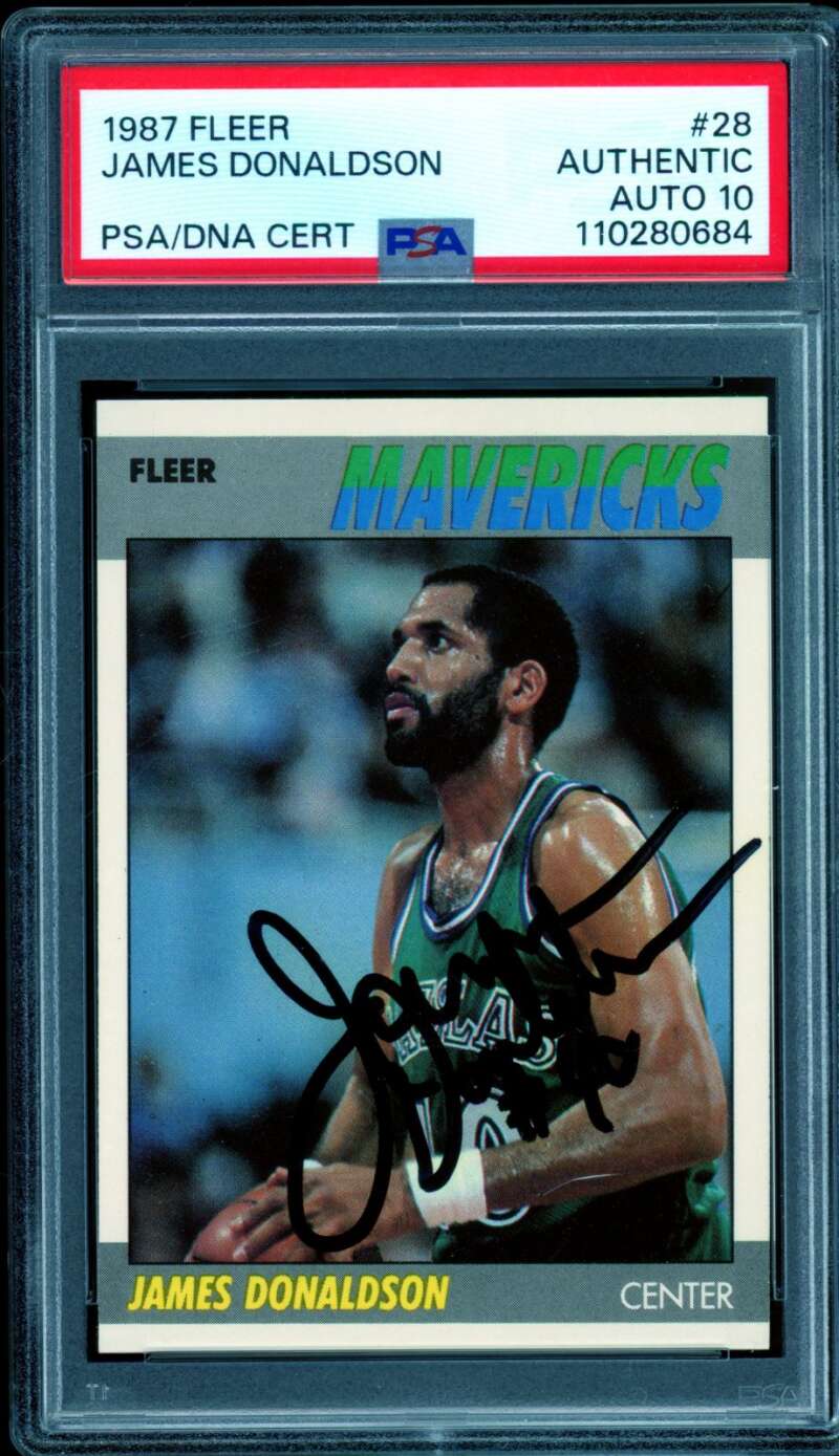 James Donaldson Card 1987-88 Fleer Authentic Autograph #28 PSA/DNA 10 Image 1