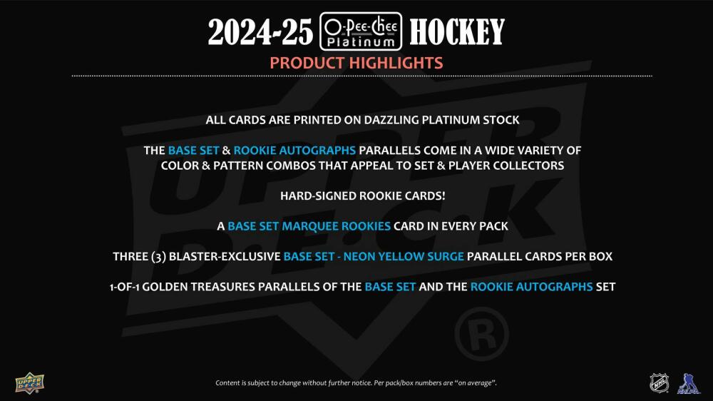 2024-25 Upper Deck O-Pee-Chee Platinum Hockey 6-Pack Blaster Box Image 4