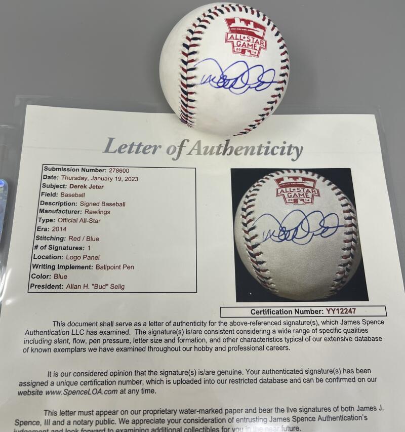 Derek Jeter Autograph Signed All-Star Game Red/Blue Stitching Ball JSA Authentic Image 2