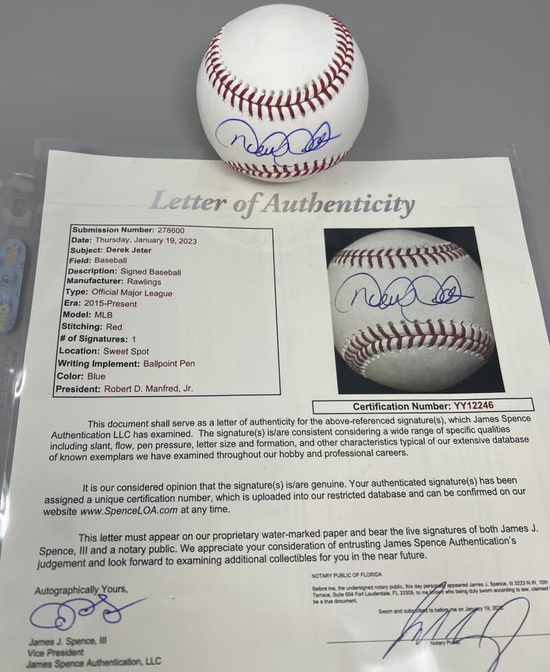 Derek Jeter Autograph Signed Official Major League Ball JSA Authentic Image 2