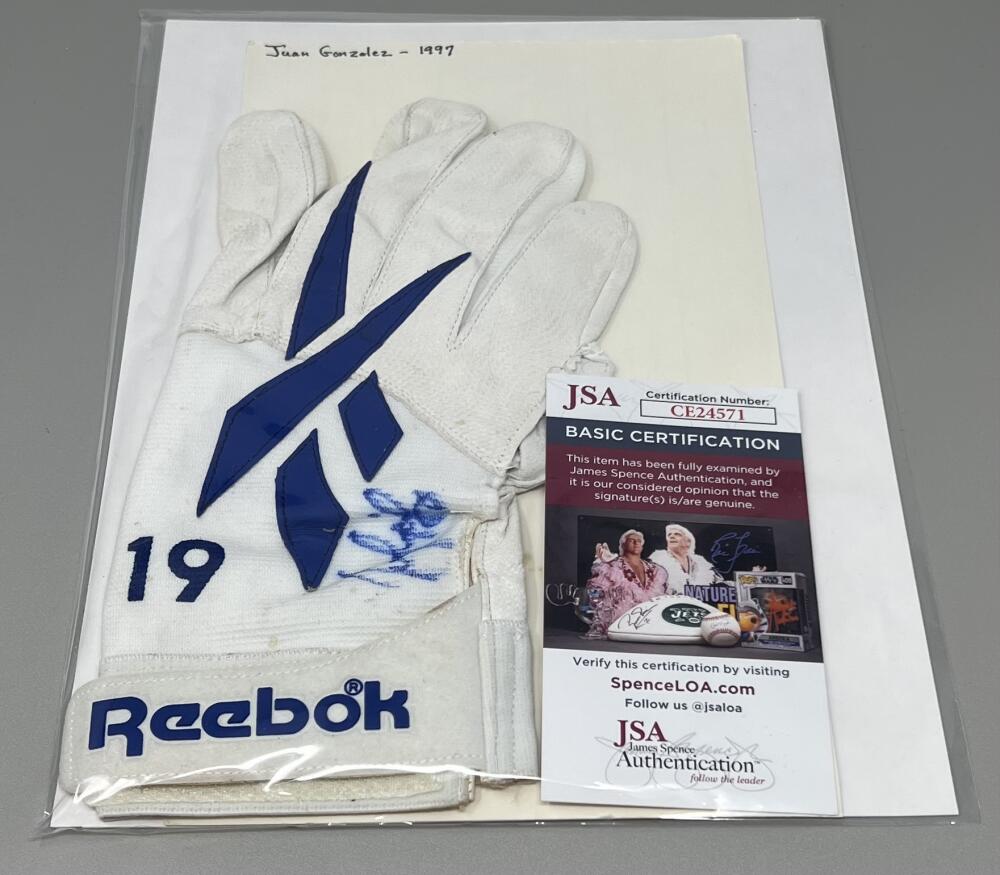 Juan Gonzalez Autograph Signed Right Handed Batting Glove JSA Authentic Image 1
