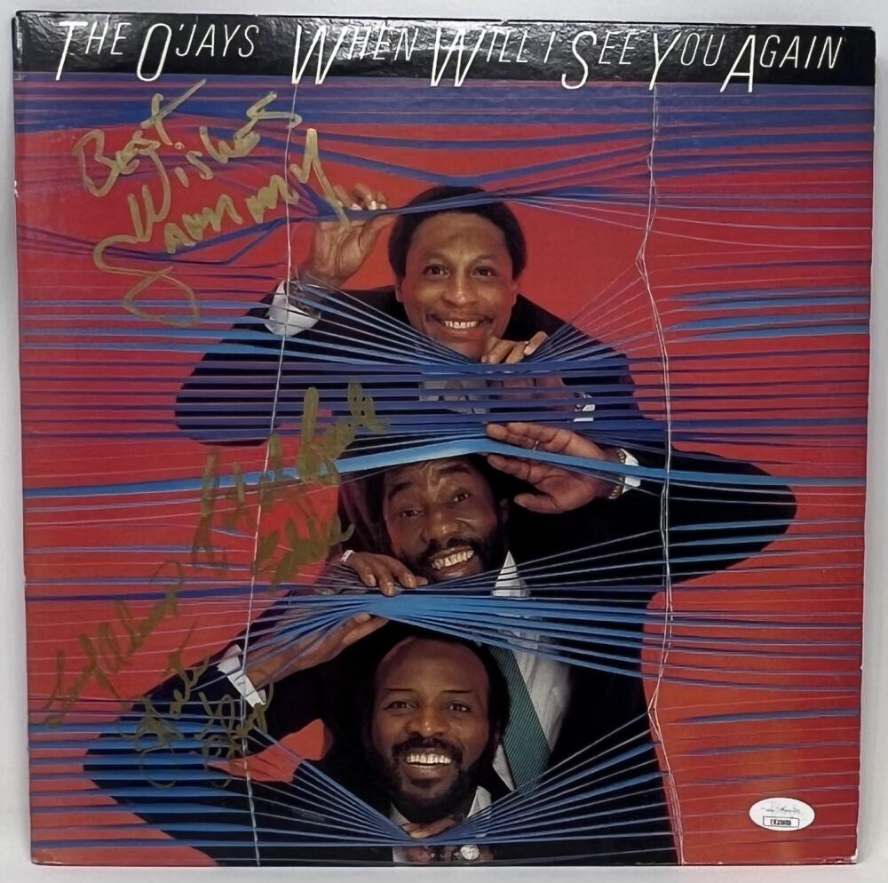 The O'Jays Autographed Signed When Will I See You Again Album Cover JSA Authentic Image 1