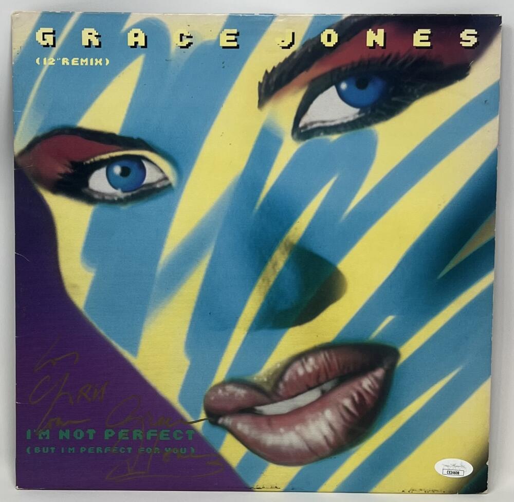 Grace Jones Autographed Signed I'm Not Perfect Album Cover JSA Authentic Image 1