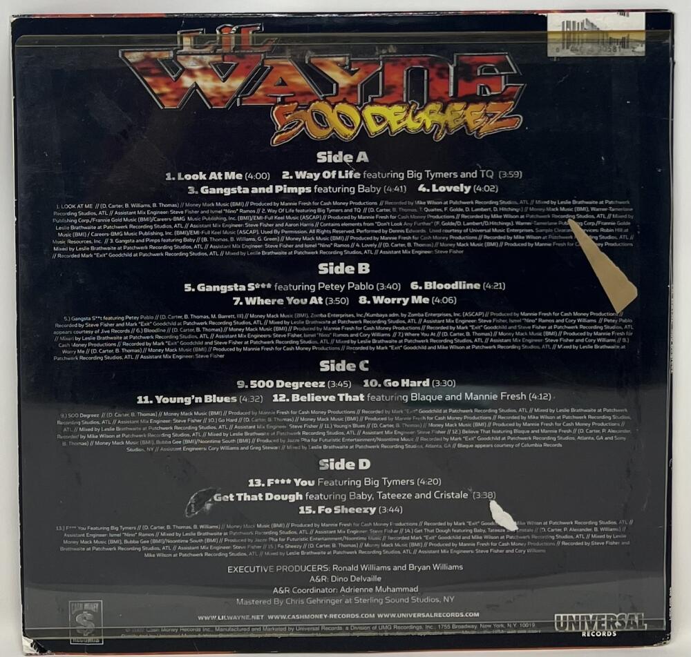 Lil Wayne Autographed Signed 500 Degreez Album Cover JSA Authentic Image 3