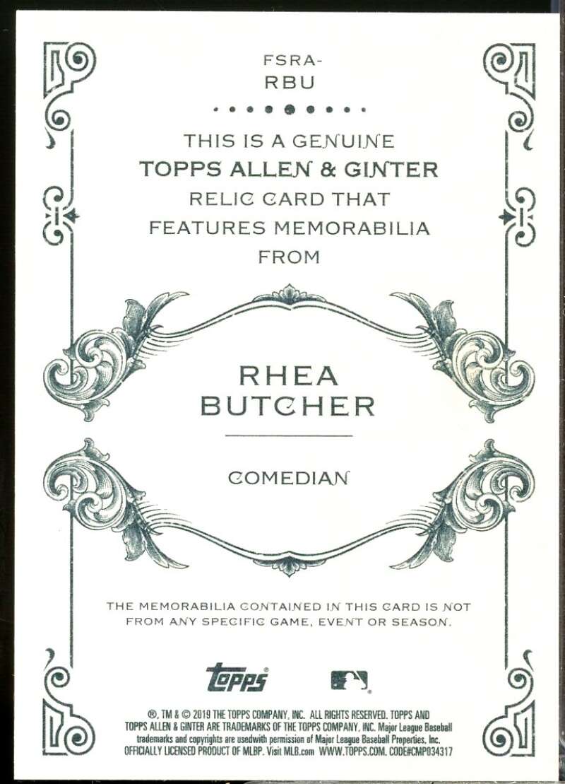 Rhea Butcher Card 2019 Topps Allen and Ginter Relics #FSRARBU  Image 2