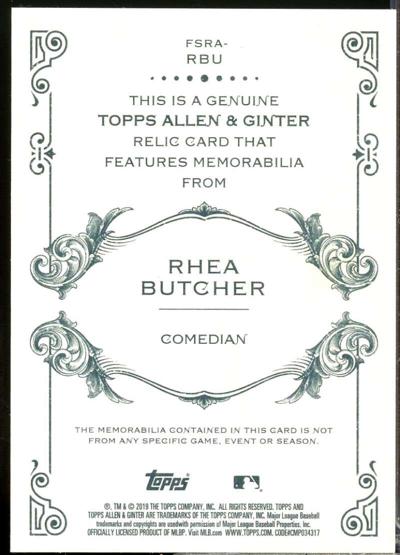 Rhea Butcher Card 2019 Topps Allen and Ginter Relics #FSRARBU  Image 2
