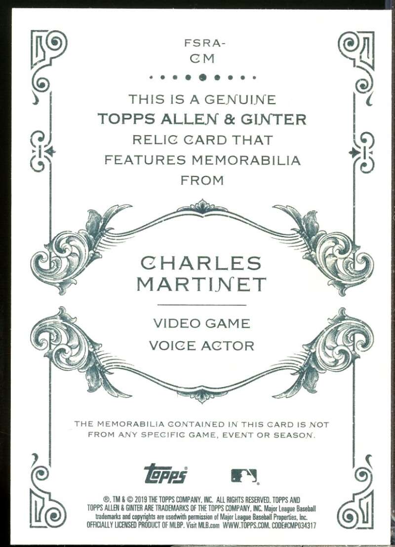 Charles Martinet Card 2019 Topps Allen and Ginter Relics #FSRACM  Image 2