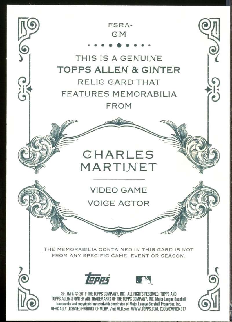Charles Martinet Card 2019 Topps Allen and Ginter Relics #FSRACM  Image 2