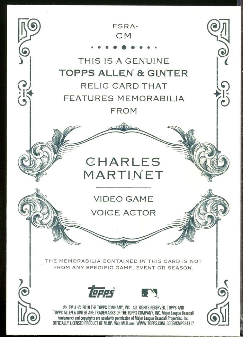 Charles Martinet Card 2019 Topps Allen and Ginter Relics #FSRACM  Image 2