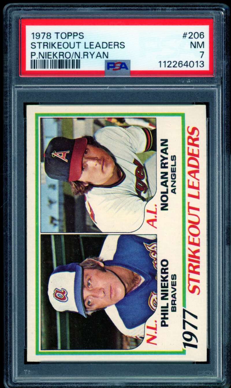 Phil Niekro/Nolan Ryan Card 1978 Topps Strikeout Leaders #206 PSA 7 Image 1
