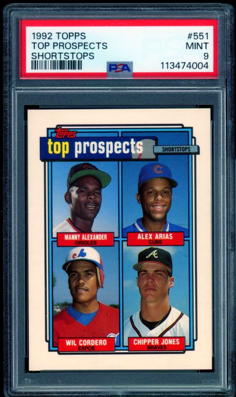 Chipper Jones Top Prospects Card 1992 Topps #551 PSA 9 Image 1