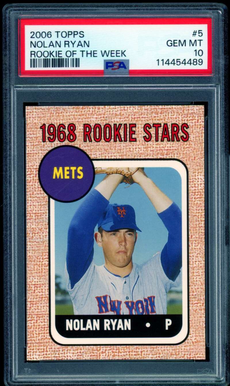 Nolan Ryan Card 2006 Topps Rookie Of The Week #5 PSA 10 Image 1