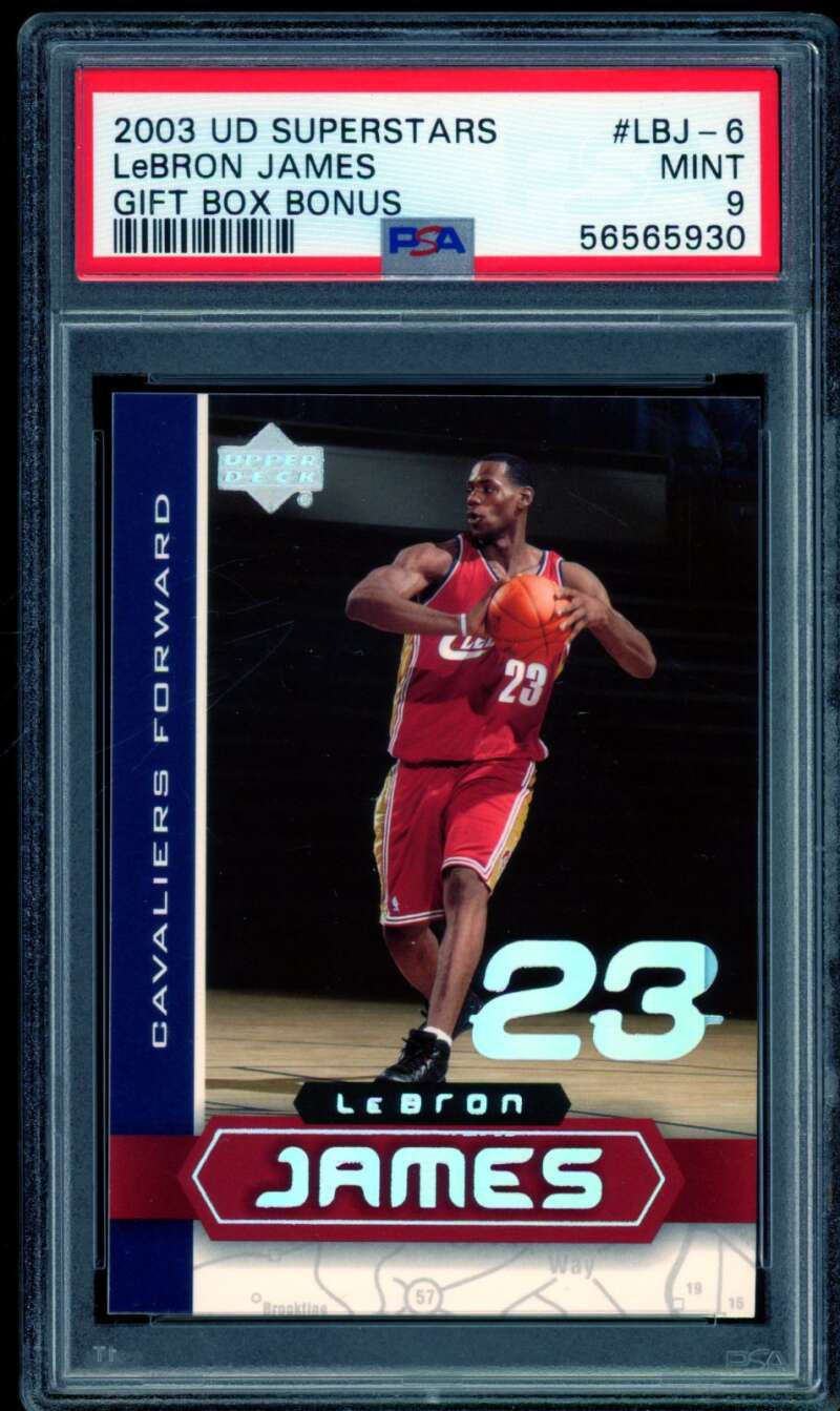 LeBron James Rookie Card 2003 UD Superstars Gift Box Bonus #LBJ6 PSA 9 Image 1